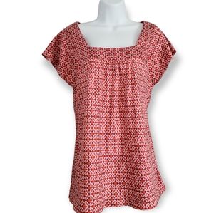 NWOT Banana Republic red pink & orange geometric silk blouse top Womens …
